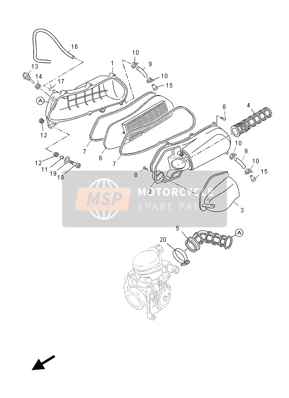 Yamaha YP250R 2013 Intake 2 for a 2013 Yamaha YP250R